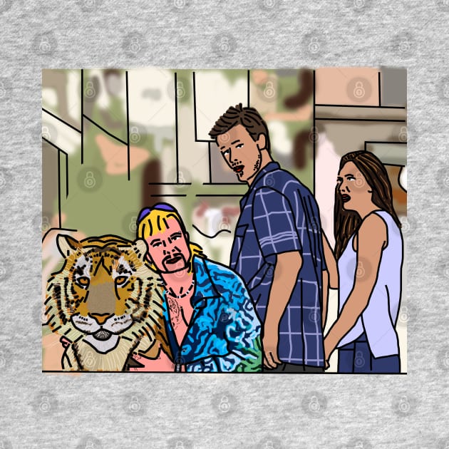 Man and Tiger in Distracted Boyfriend Memes by ellenhenryart